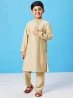 Boy's Term Vogue Solid Kurta Set Golden