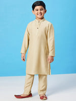 Boy's Term Vogue Solid Kurta Set Golden