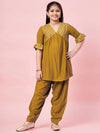 Girl's Favorable Printed Kurti Set Yellow