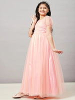 Girl's Enclothe Solid Dress Peach