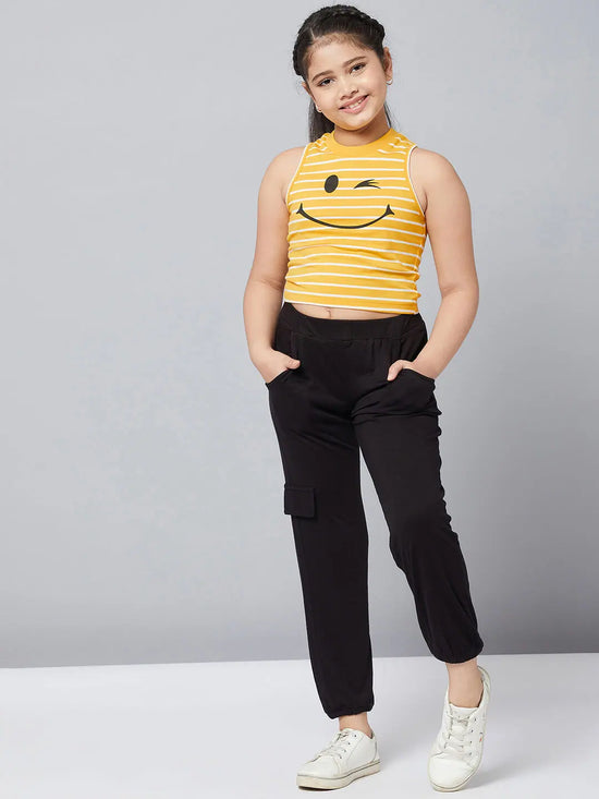 Girl's Overall Printed Top Yellow