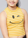 Girl's Overall Printed Top Yellow