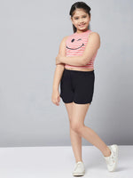 Girl's Soiled Printed Top with Shorts Pink