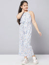 Girl's Feminine Printed Jumpsuit Blue