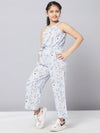 Girl's Feminine Printed Jumpsuit Blue