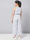 Girl's Feminine Printed Jumpsuit Blue