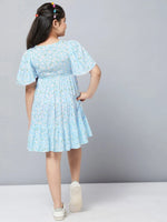 Girl's Decomposing Printed Dress Blue