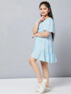 Girl's Decomposing Printed Dress Blue