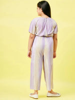 Girl's Exposing Solid Jumpsuit Purple