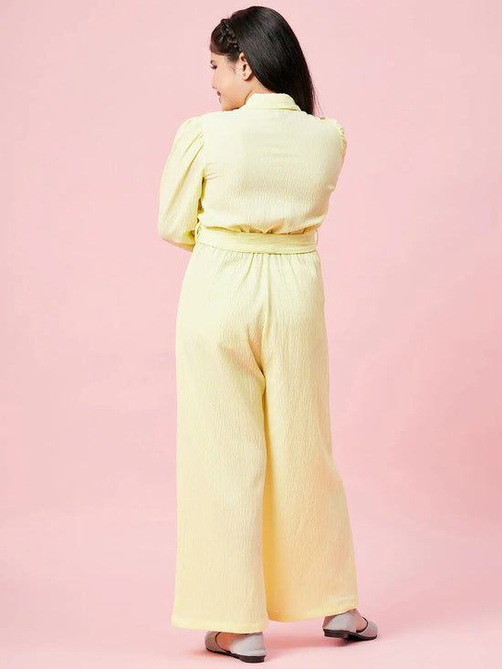 Girl's Expensive Solid Jumpsuit Yellow