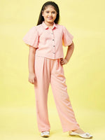 Girl's Contemporary Solid Top with Plazzo Peach