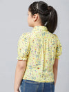 Girl's Routine Manner Printed Top Yellow