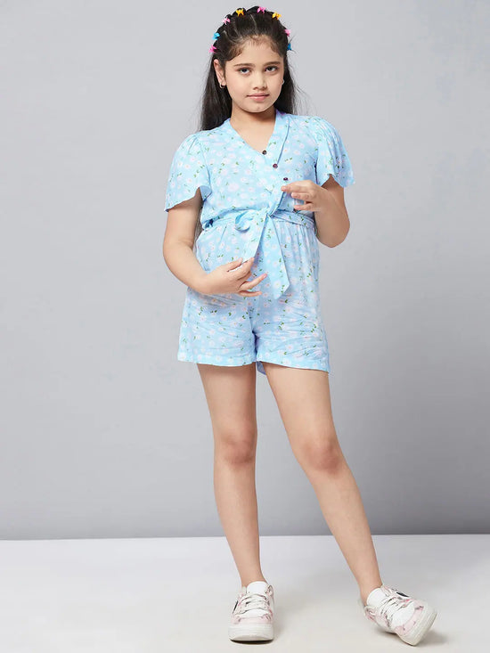 Girl's Expensive Printed Jumpsuit Blue