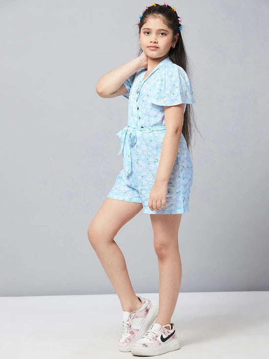 Girl's Expensive Printed Jumpsuit Blue