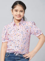 Girl's New Vogue Printed Top Pink