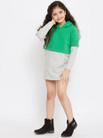 Girl's Curious Green Solid A Line Dress