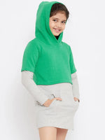 Girl's Curious Green Solid A Line Dress