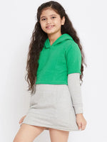 Girl's Curious Green Solid A Line Dress