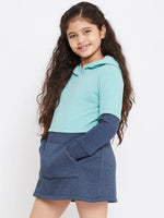 Girl's Raffle Blue Solid A Line Dress