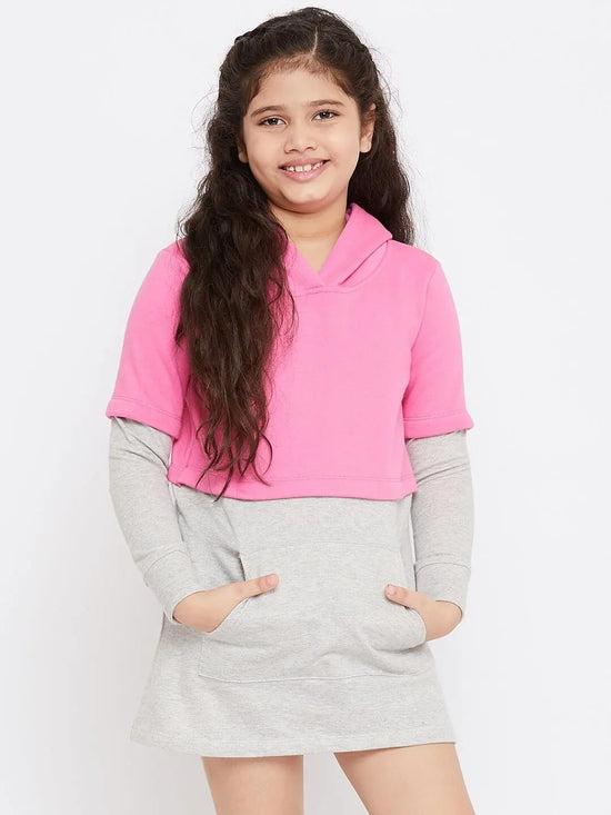 Girl's Soaking Pink Solid A Line Dress