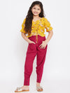 Girl's Protective Printed Top with trousers Pant Yellow