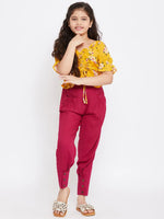 Girl's Protective Printed Top with trousers Pant Yellow