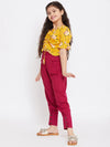 Girl's Protective Printed Top with trousers Pant Yellow