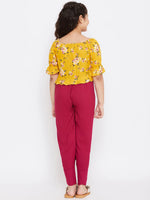 Girl's Protective Printed Top with trousers Pant Yellow