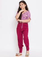 Girl's Captain Printed Top with trousers Pant Purple