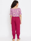 Girl's Captain Printed Top with trousers Pant Purple