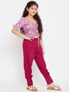 Girl's Captain Printed Top with trousers Pant Purple