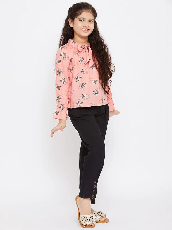 Girl's Casual Printed Top with trousers Pant Pink