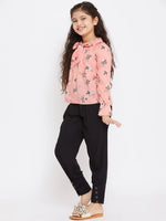 Girl's Casual Printed Top with trousers Pant Pink