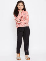 Girl's Casual Printed Top with trousers Pant Pink