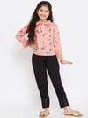 Girl's Casual Printed Top with trousers Pant Pink