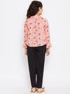 Girl's Casual Printed Top with trousers Pant Pink