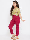 Girl's Distraction Printed Top with trousers Pant Green