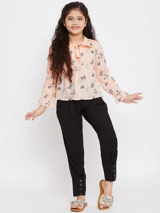 Girl's Significant Vogue Printed Top with trousers Pant Peach