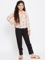 Girl's Significant Vogue Printed Top with trousers Pant Peach