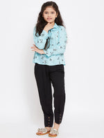 Girl's Outerwear Pro Printed Top with trousers Pant Blue