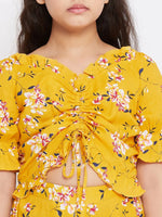 Girl's Tight Wardrobe Printed Top with trousers Pant Yellow