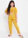 Girl's Tight Wardrobe Printed Top with trousers Pant Yellow