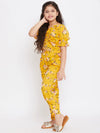 Girl's Tight Wardrobe Printed Top with trousers Pant Yellow