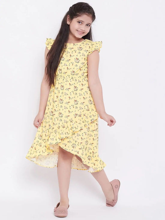 Girl's Gorgeous Printed Dress Yellow