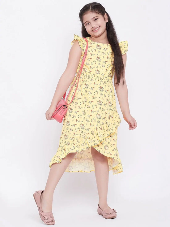 Girl's Gorgeous Printed Dress Yellow