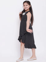 Girl's Simple Manner Printed Dress Black