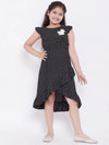 Girl's Simple Manner Printed Dress Black