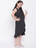 Girl's Simple Manner Printed Dress Black