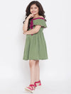 Girl's Vesture Spot Solid Dress Green