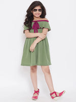 Girl's Vesture Spot Solid Dress Green